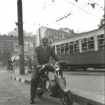 1949 Gigi Villoresi with a Lambretta 125B in Milan