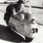 1950 Ο Masetti σε δοκιμαστική βόλτα με πρωτότυπη Lambretta στο Monthléry