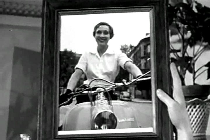 Photoframe with lady on Lambretta scooter