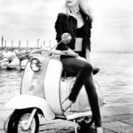 Claudia Schiffer on Lambretta scooter
