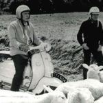 Richard Burton and Rex Harrison on Lambretta scooter