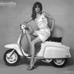 Jean Shrimpton on Lambretta scooter in 1967